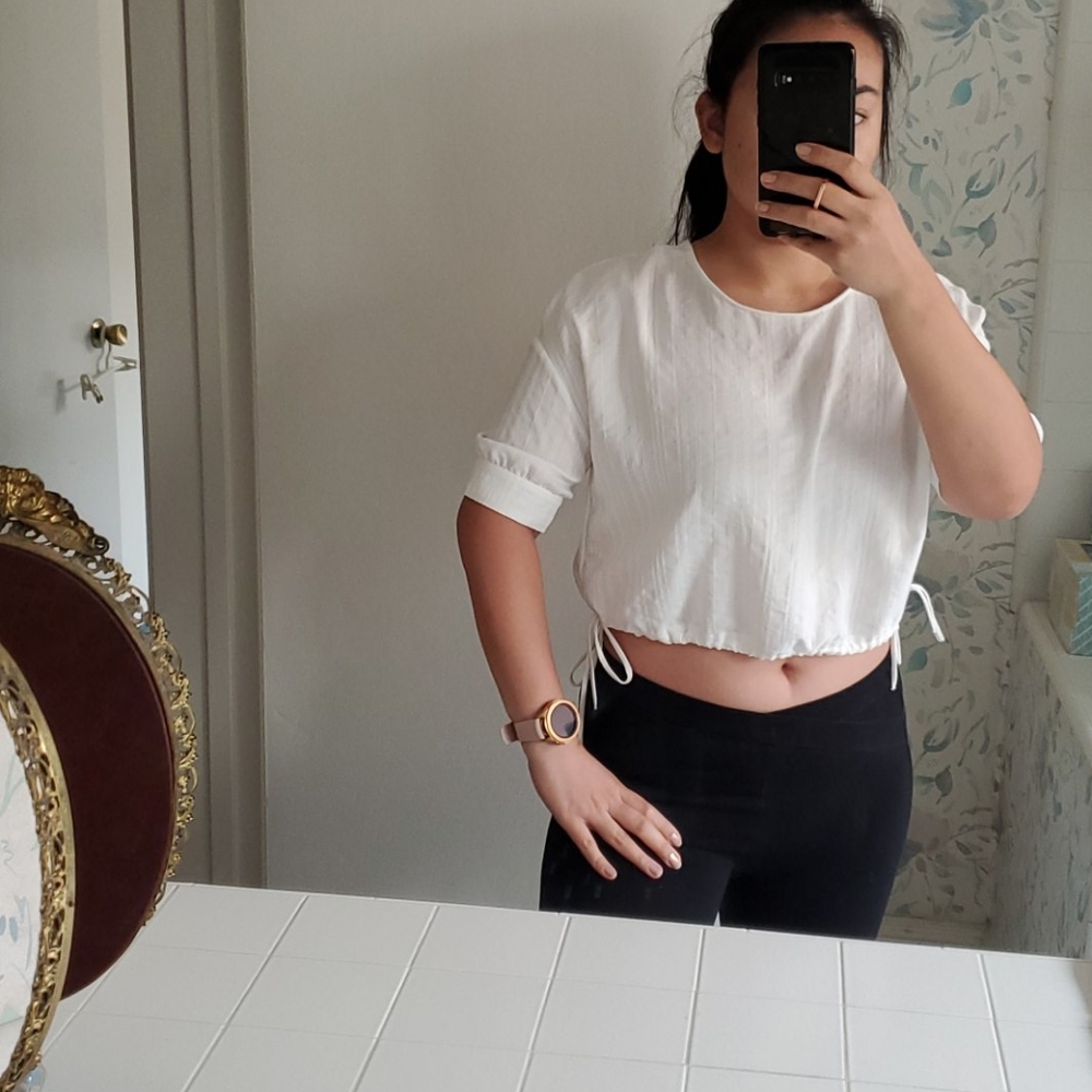 Zara White Stripped Cropped Top